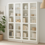 Ikea Billy Bookcase with Oxberg Glass Doors, 160x30x202cm, White (8129656422687)