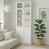 Ikea Billy Bookcase Extension Combo with Oxberg Half Glass Doors, 80x30x237cm, White (8129681326367)