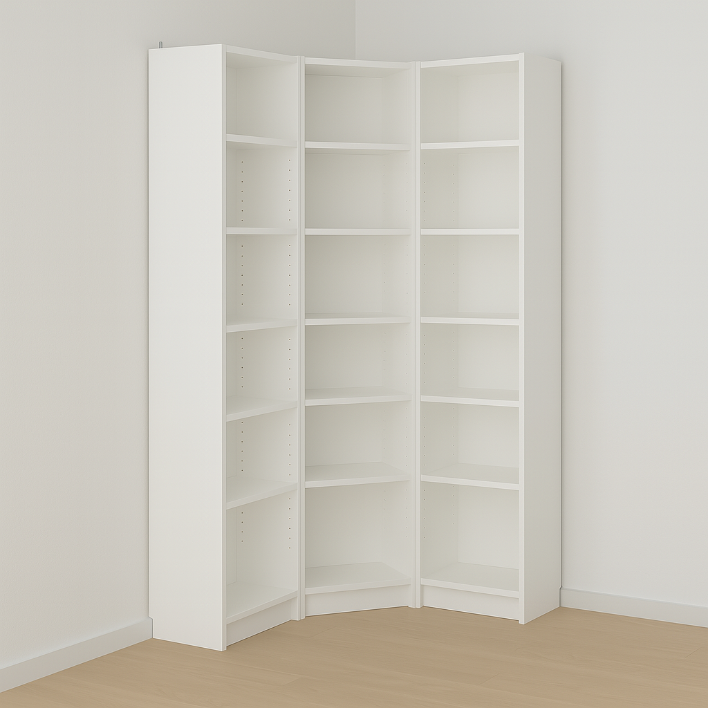 Ikea Billy Bookcase Corner, 120x28x202cm, White (8129682931999)