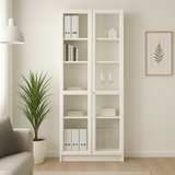 Ikea Billy Bookcase with Oxberg Glass Doors, 80x30x202cm, White (8129643381023)