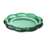 Flower Tealight Holder 11cm, Green Glass
