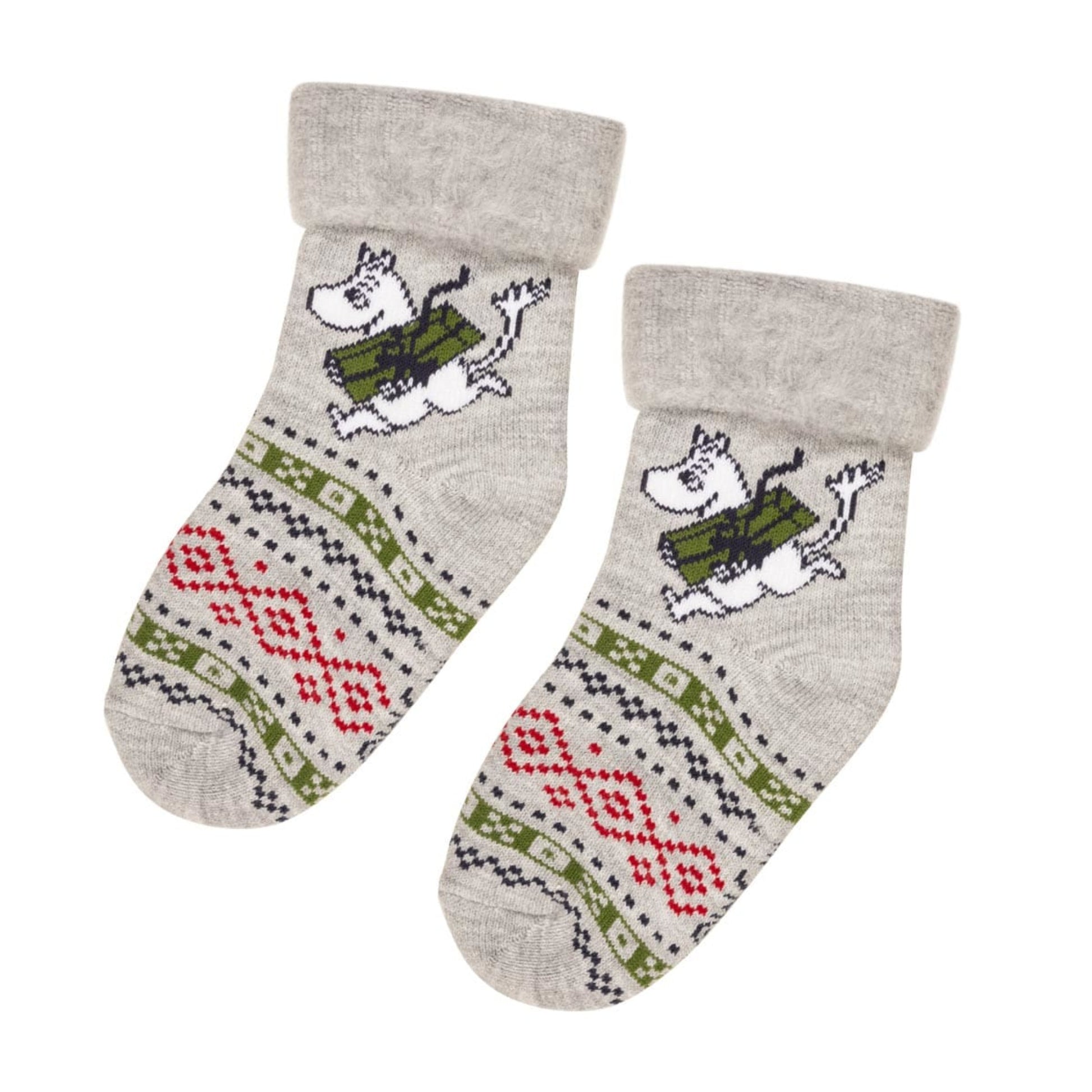 Moomin Moomintroll Kids Fluffy Socks, Grey (8745668313375)