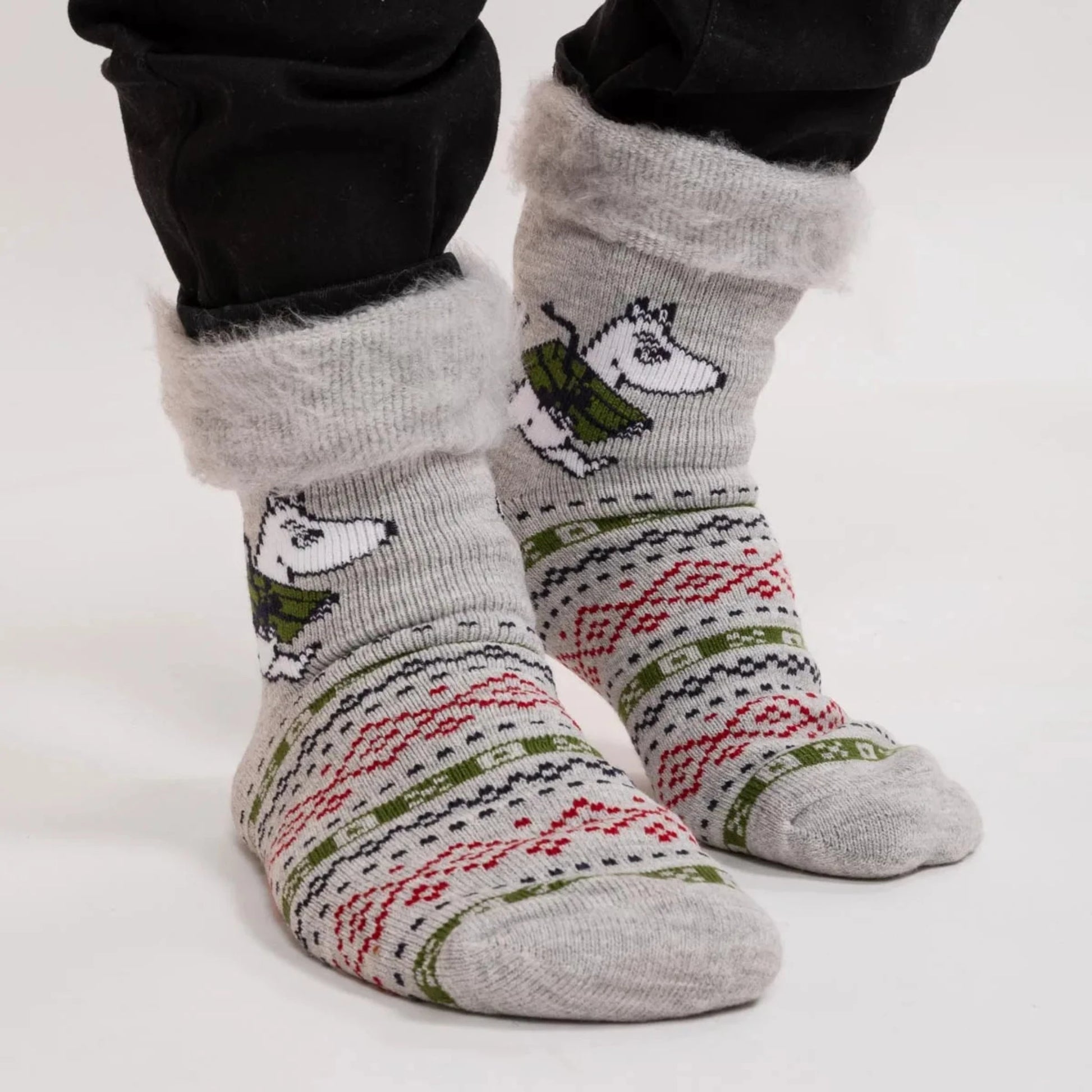 Moomin Moomintroll Adults Fluffy Socks, Grey (8745669951775)