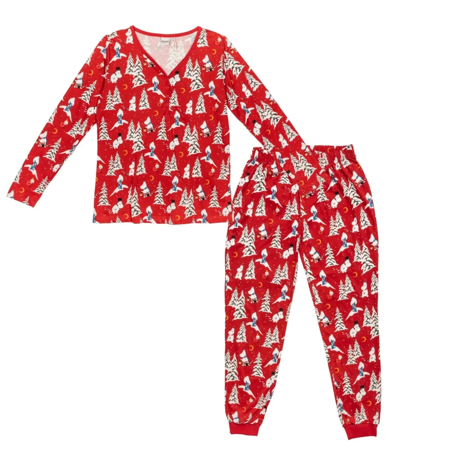 Moomin Winter Night Women's Pyjamas, Dark Red (8745565356319)