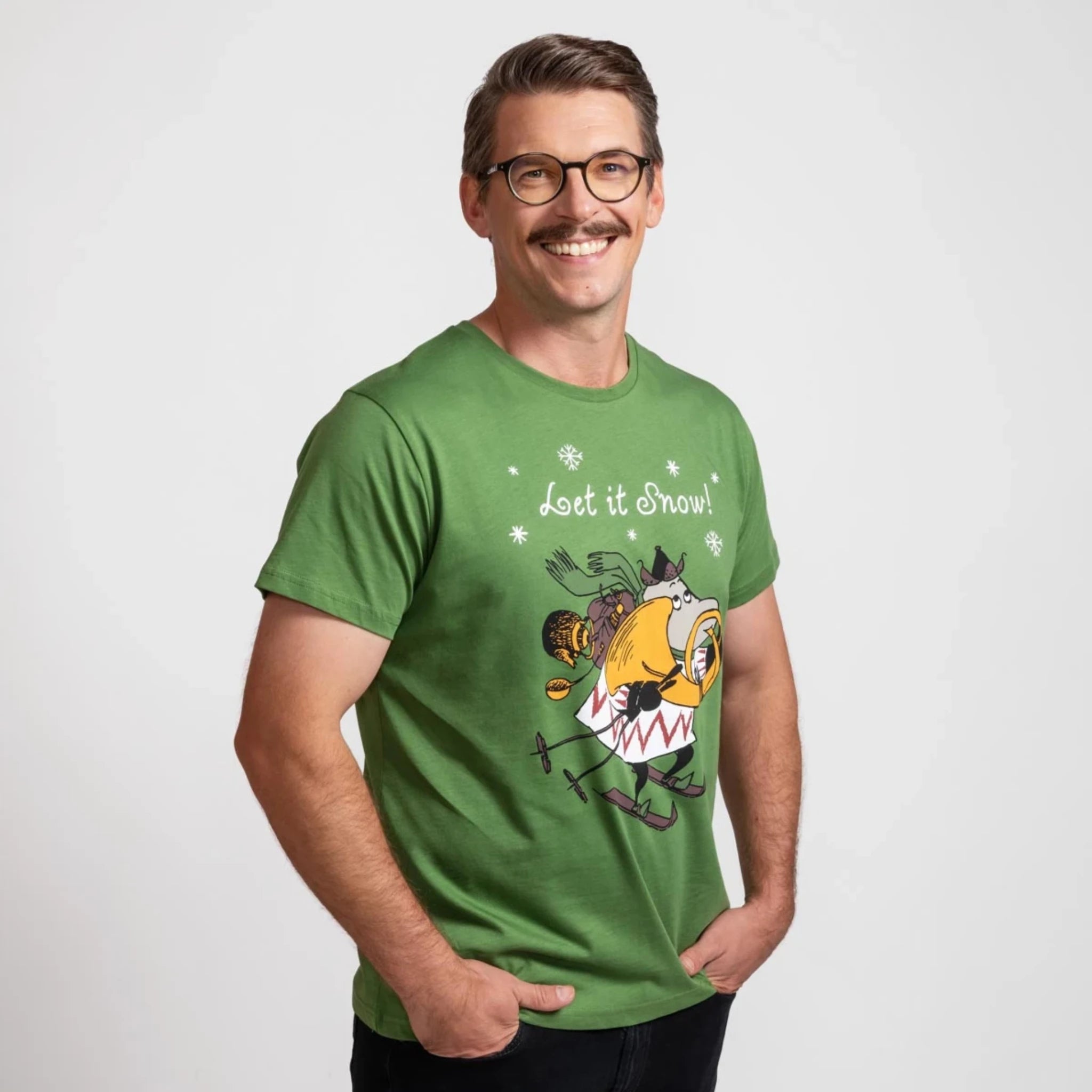 Moomin Oiva T-Shirt Let It Snow, Green (8745408233759)