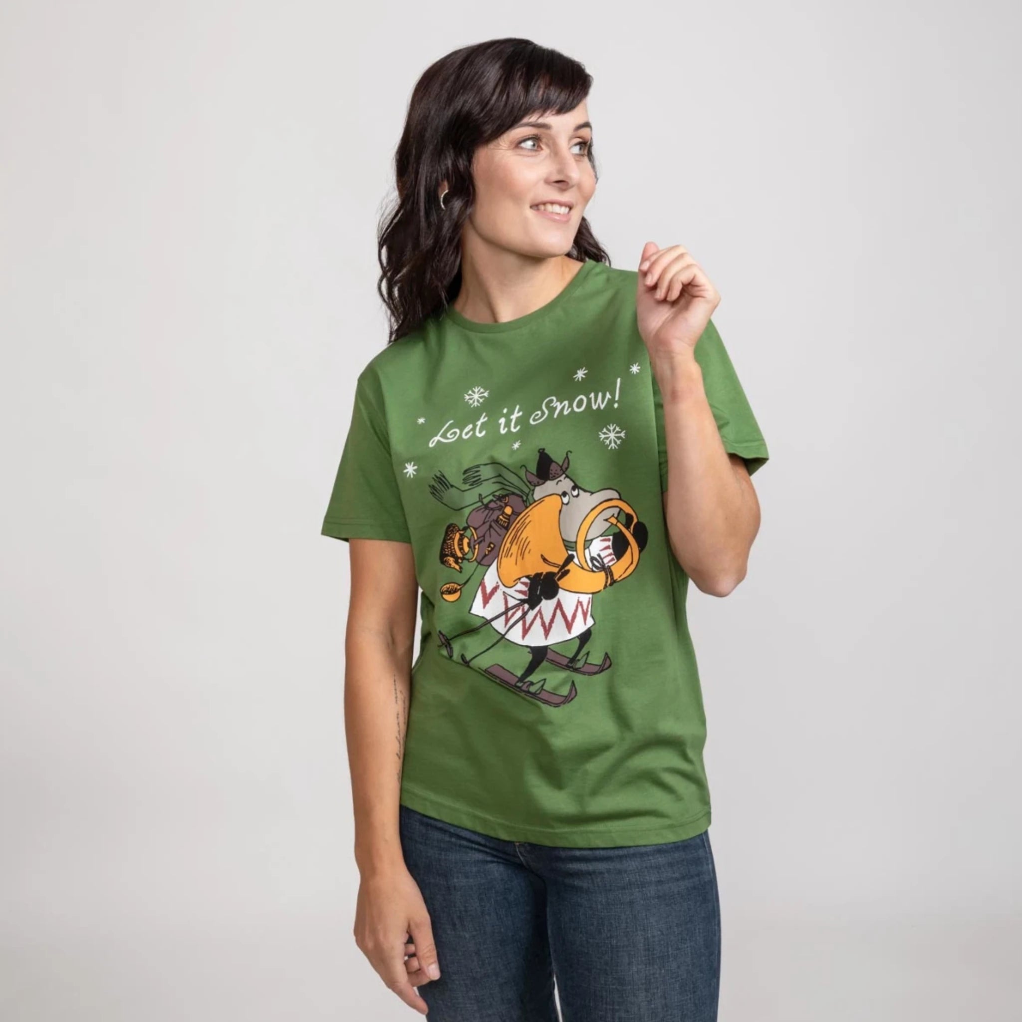 Moomin Oiva T-Shirt Let It Snow, Green (8745408233759)