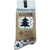 Christmas Tree Wool Socks, White