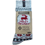 Merry Christmas Wool Socks, Natural-Red