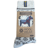 Dalahest  Wool Socks, Natural-Charcoal-Blue