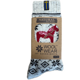 Dalahest Wool Socks, Natural-Charcoal-Red