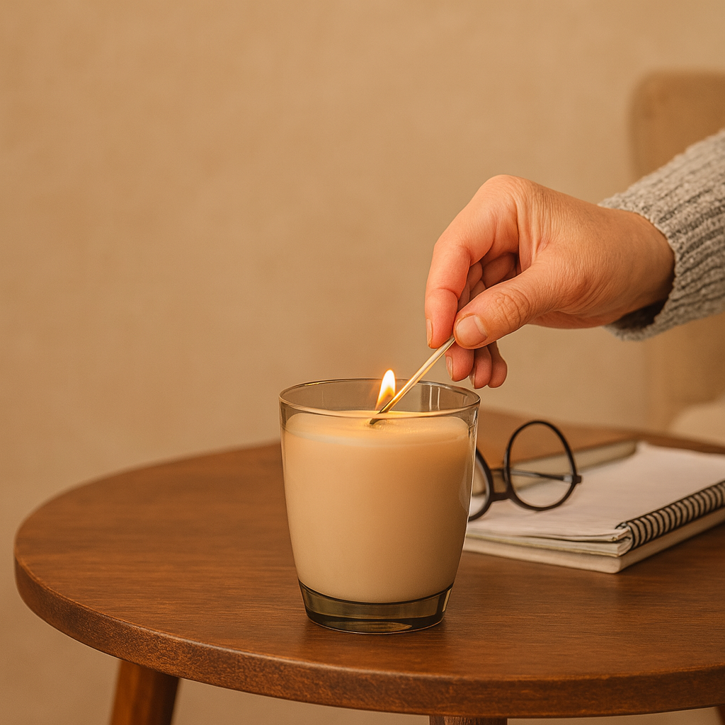 Ikea Enstaka Candle in a Glass,  Bonfire, 50h (6852493639745)