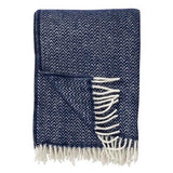 Klippan Chevron Wool Throw, 130x200cm, Dark Denim