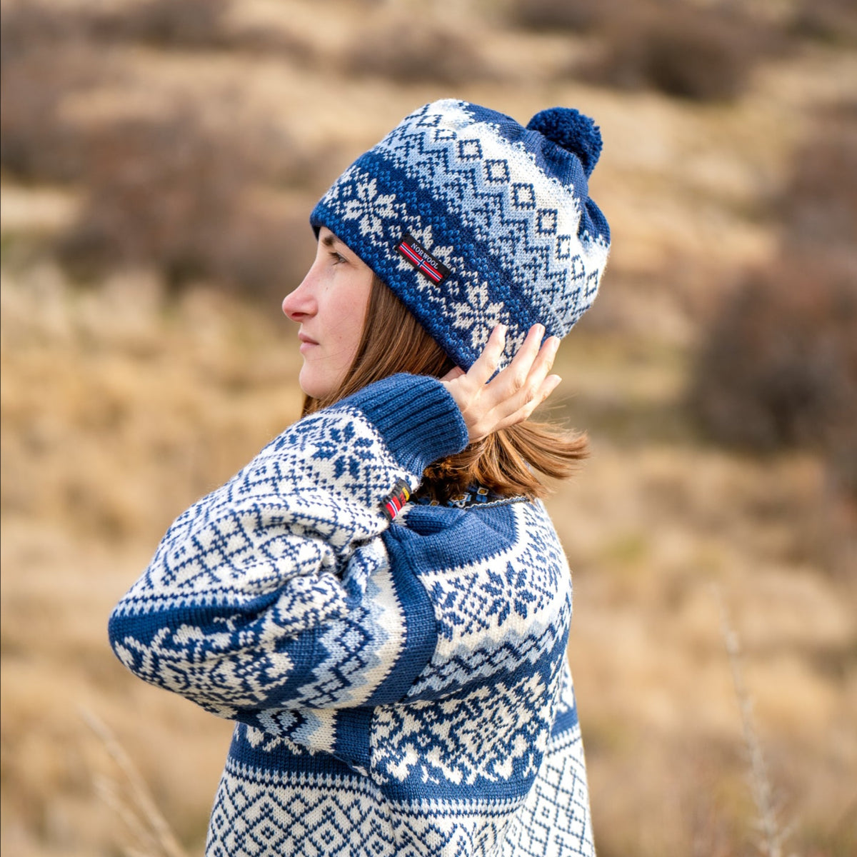 NWT San Asna Designs 100% New Zealand Wool Fleece-Lined Handmade Knit Pom Beanie Angora Beanie Hat - Oat – Namakan Goods main image 3