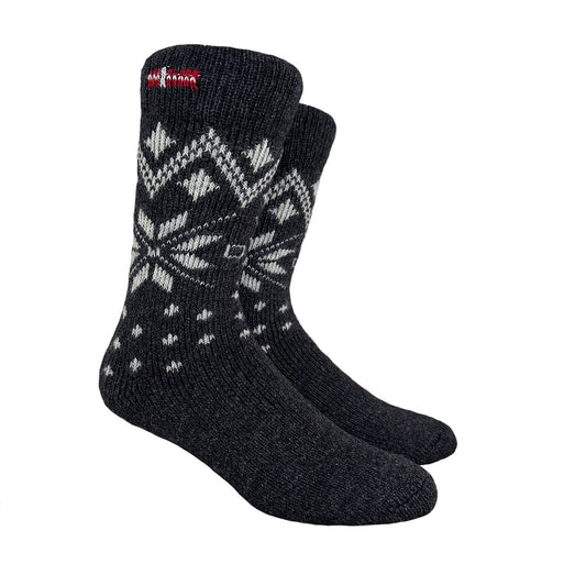 Denmark Ice Star Wool Socks, Charcoal-White (8329483616543)