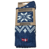 Denmark Ice Star Wool Socks, Denim-White