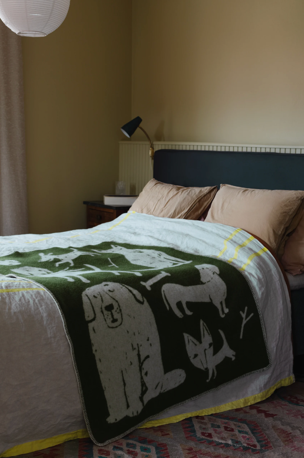 Dog Park Koirapuisto Kids' Wool Blanket, 90x130cm Olive-white (10226651136287)