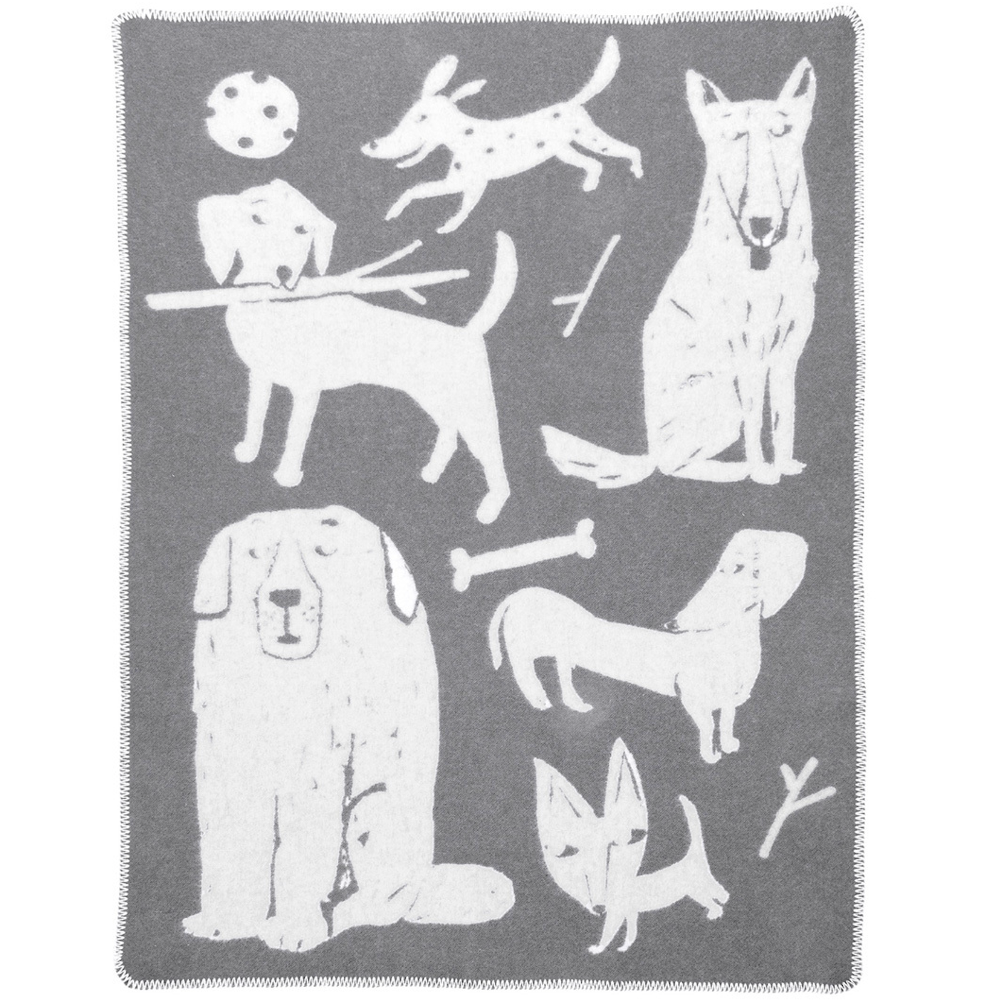 Dog Park Koirapuisto Kids' Wool Blanket, 90x130cm, Grey-White (10226651234591)