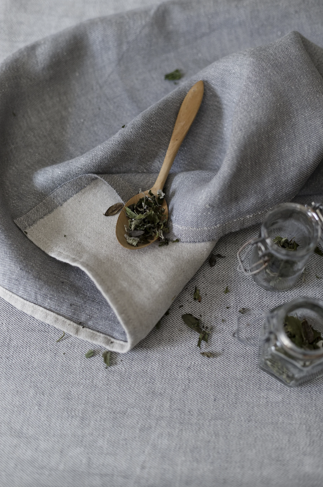 Duo Washed Linen Tea Towel, Graphite-Grey (10238100373791)