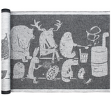 Forest Animals Sauna Cover, White-Black Linen