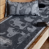 Forest Animals Sauna Cover, White-Black Linen