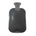 Black hot water bottle with a gray lid on a white background