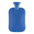 Blue hot water bottle with a textured surface on a white background
