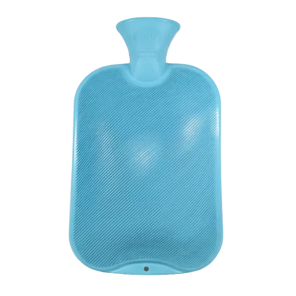 Blue hot water bottle on a white background