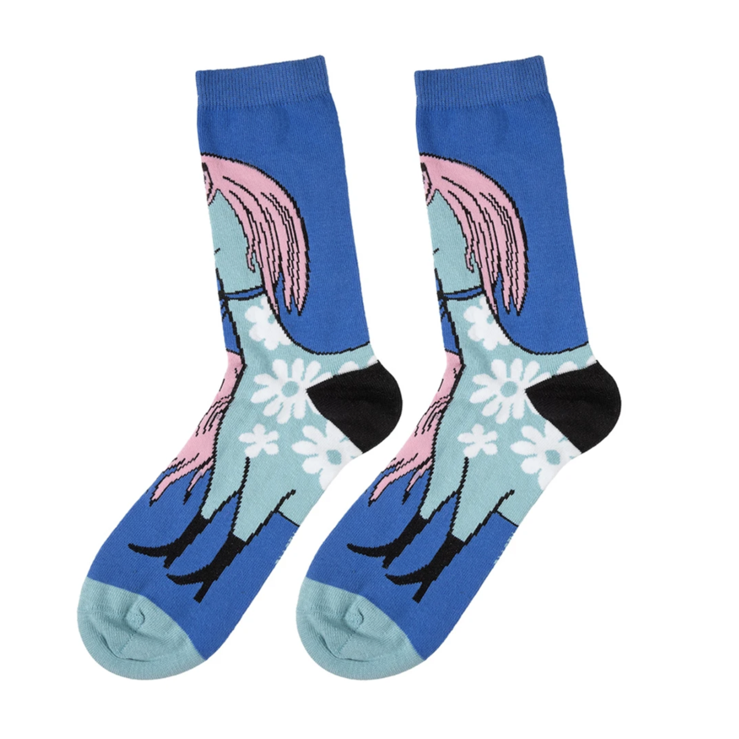Primadonna's Flower Horse Adults Socks, Blue (10254129463583)