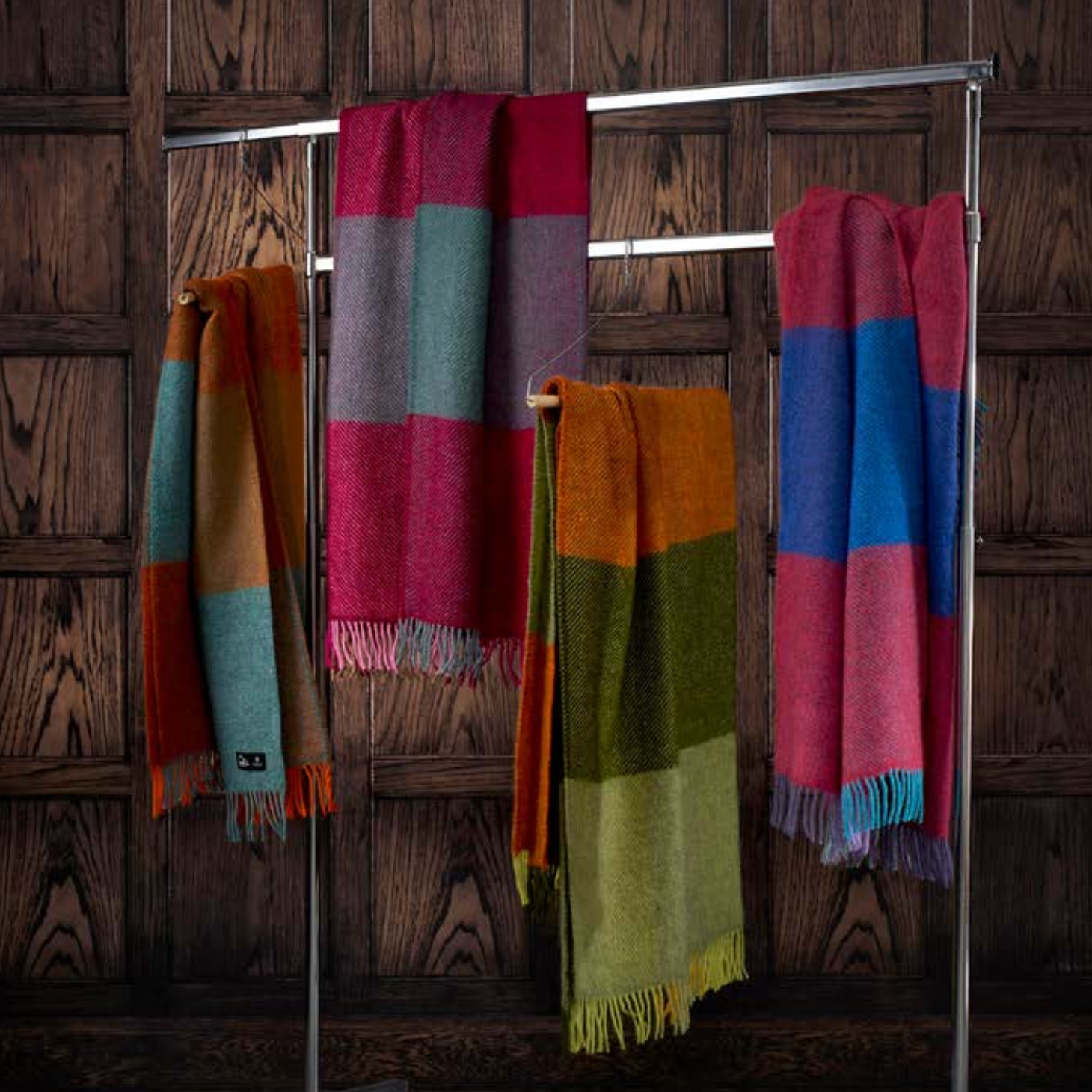 Klippan Premium 100% Wool Throw Gotland Check, Orange (10144161595679)