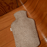 Maria Wool Cover with Hot Water Bottle, Brown-White