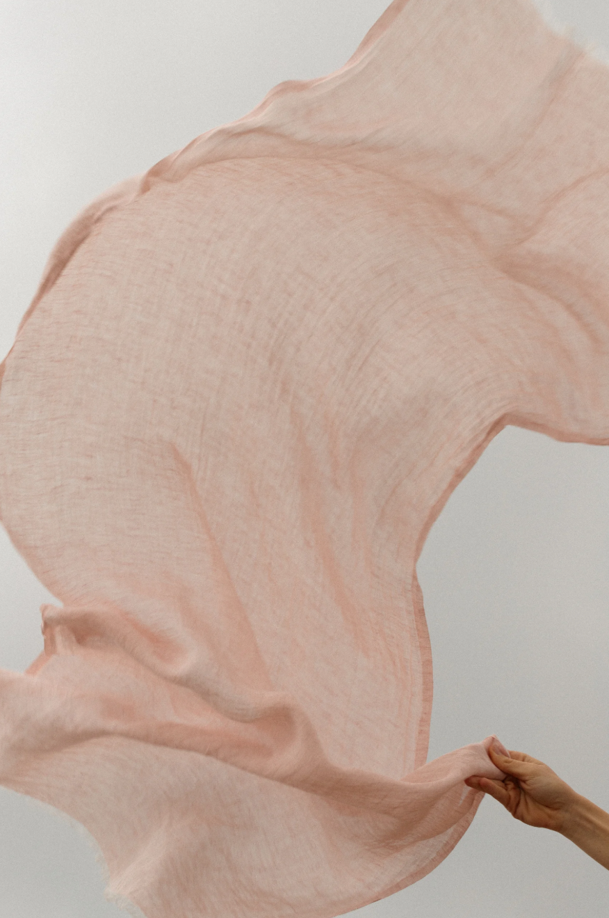 Hug Halaus Washed Linen Scarf 35x200cm, Light Rose (10237454811423)