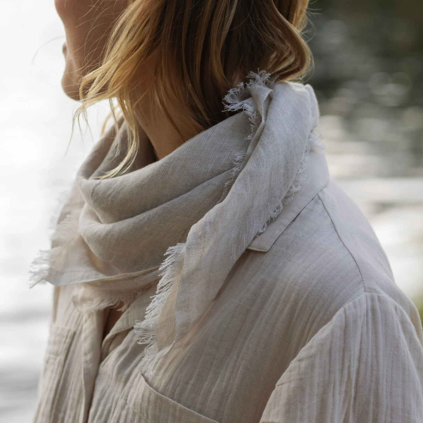 Hali Linen Scarf 70x70cm, Linen (10224920068383)