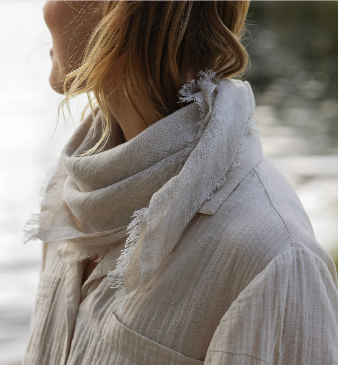 Hali Linen Scarf 70x70cm, Linen (10224920068383)