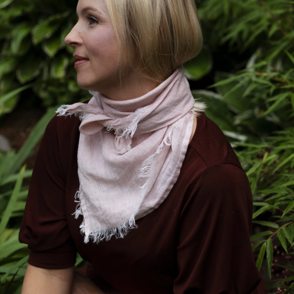 Hali Linen Scarf 70x70cm, Light Rose (10224919970079)