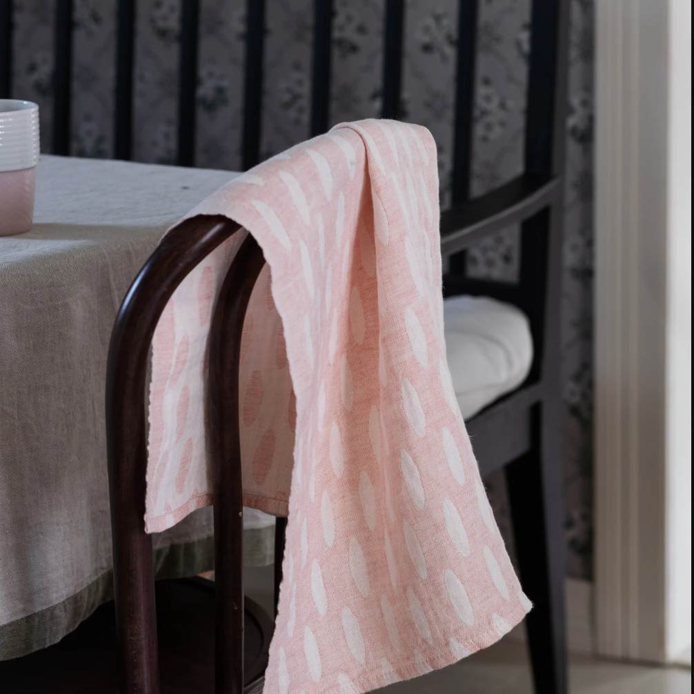 Helmi Pearl Washed Linen Tea Towel, White-Rose, 48x70cm (10224918233375)