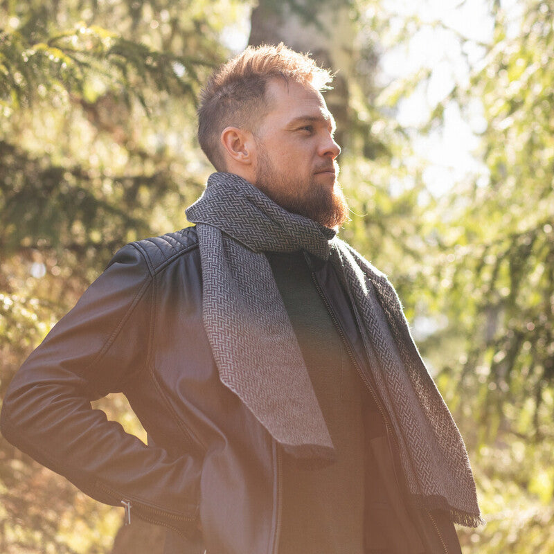 Huurre Merino Scarf, Black-Grey (10237456875807)