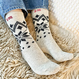 Denmark Ice Star Wool Socks, Natural-Charcoal
