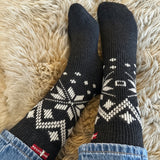Denmark Ice Star Wool Socks, Charcoal-White
