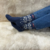 Denmark Ice Star Wool Socks, Denim-White