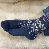Denmark Ice Star Wool Socks, Denim-White