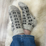 Denmark Wool Ankle Socks, Natural-Grey