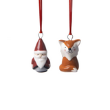 Fox and Santa Ceramic Hanging Decoration