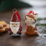 Fox and Santa Ceramic Hanging Decoration