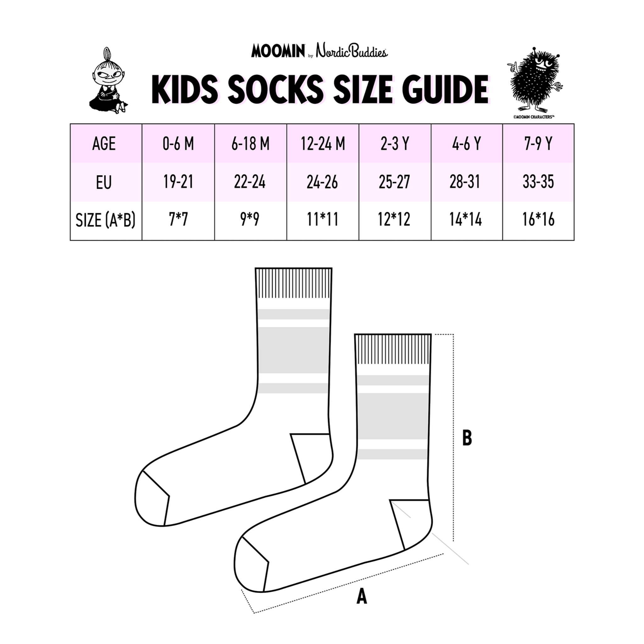 Little My Kids Socks, Pink (9536779190559)