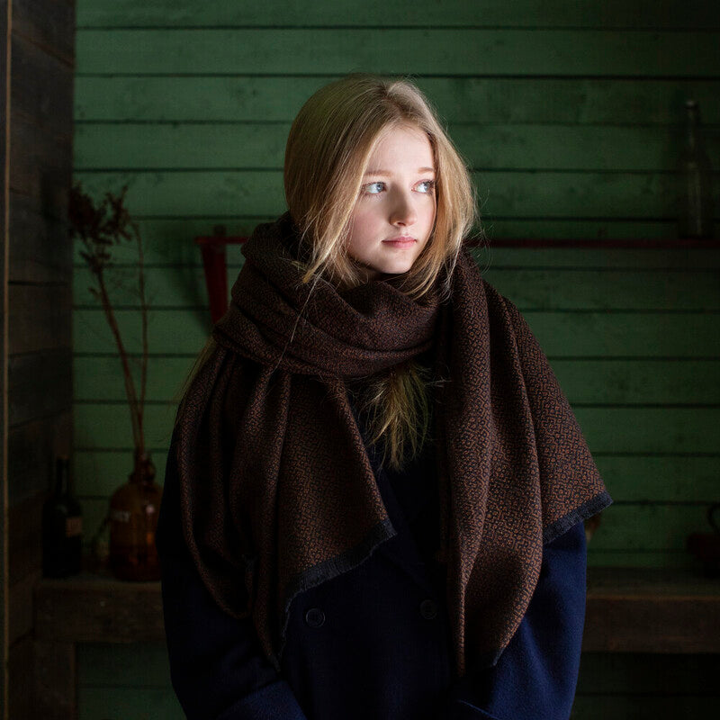 Koli Super Soft Merino Scarf, Black-Chocolate (10233139527967)