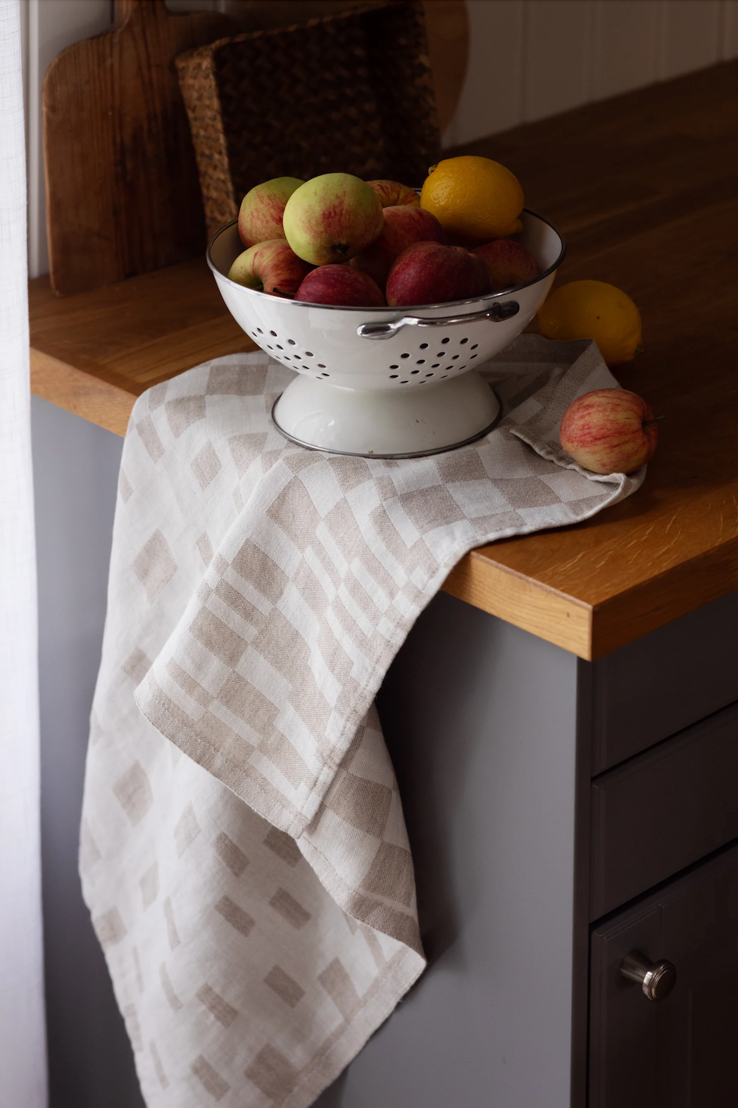 Code Koodi Washed Linen Tea Towel, White-Linen (10226662670623)
