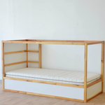 Ikea Kura Reversible Bed, 90x200cm, White / Pine inc. 1x Mattress (10155707367711)