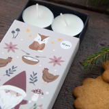 Scented Tea Light Candles 10-Pack, Fox and Santa