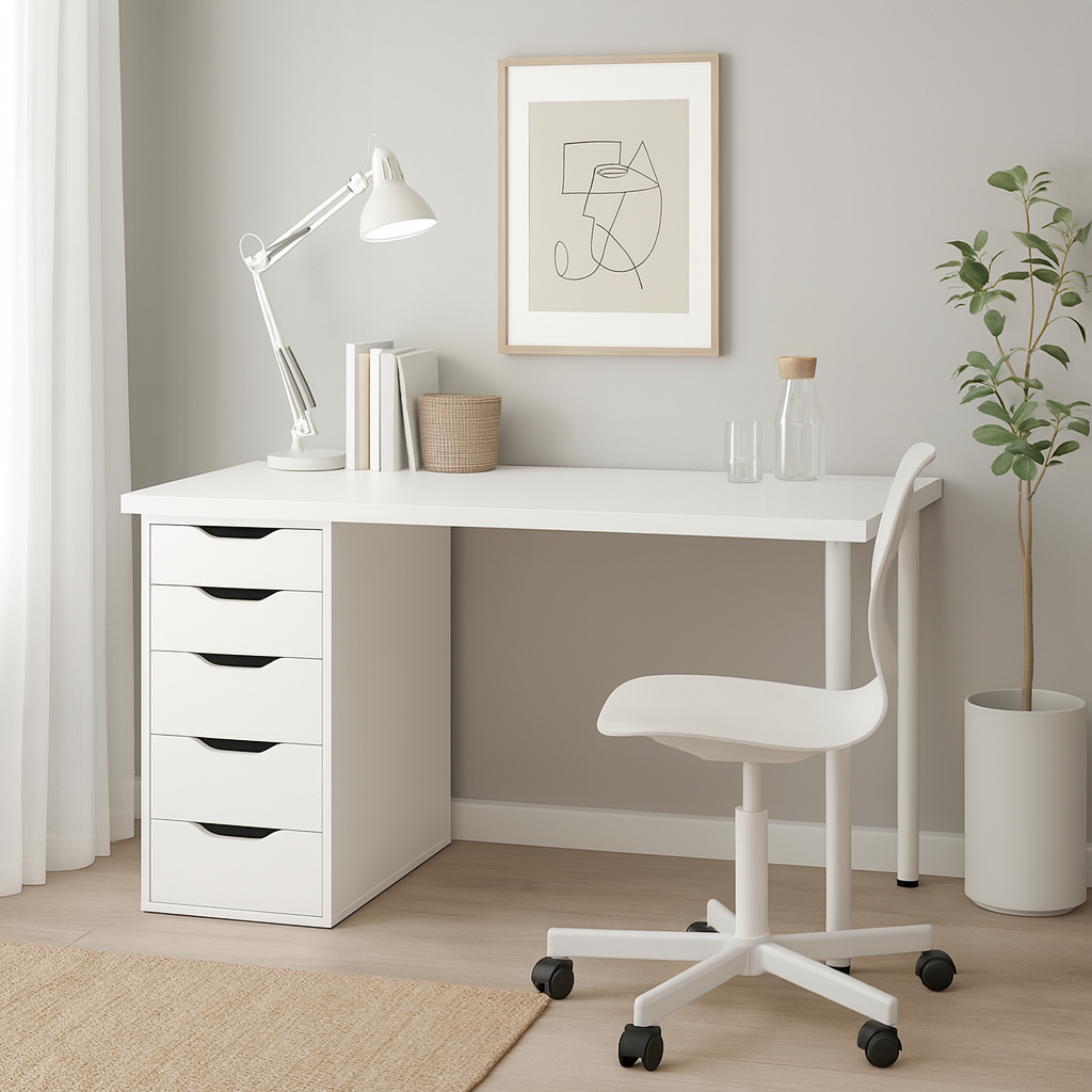 Ikea Lagkapten / Alex / Adils Desk Combo, 140x60x73cm, White (8130955313439)