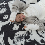 Dog Park Koirapuisto 100% Wool Blanket, Natural White-Charcoal